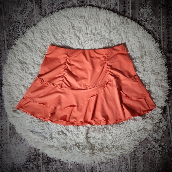Bawdy Other - Coral Ruffled Tiered Swimsuit Cover Skirt